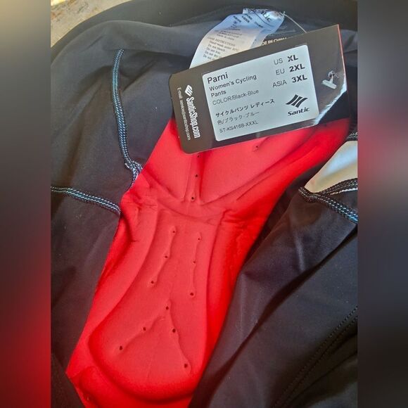 Santini Black Cycling Tights with Blue Accents - Picture 7 of 9